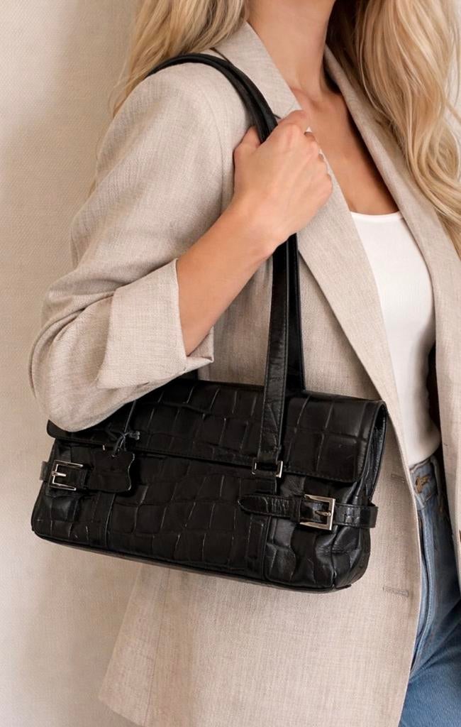 Classy leren Disser tas, Ophalen of Verzenden, Zo goed als nieuw, Zwart, Schoudertasje