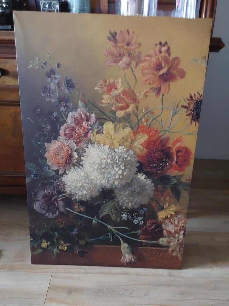 Schilderij met bloemen, canvas, klassieke stijl 90 bij60, Antiek en Kunst, Kunst | Schilderijen | Klassiek, Ophalen