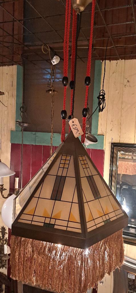 Antieke hanglamp Art Deco of Amsterdamse school stijl 45 cm, Antiek en Kunst, Antiek | Lampen, Ophalen