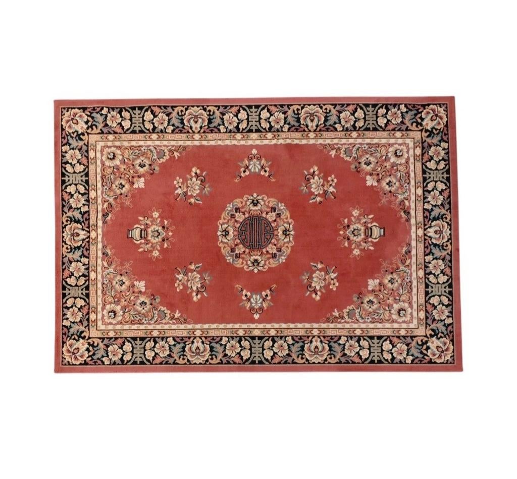 Vintage oosters oriental vloerkleed Pink medallion 190x275cm, Gebruikt, Klassiek, Oosters, Traditioneel, 150 tot 200 cm, Onbekend