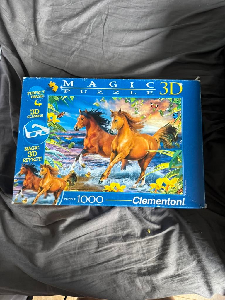 3d paarden puzzel 1000stukjes, Ophalen of Verzenden, 500 t/m 1500 stukjes, Zo goed als nieuw, Legpuzzel