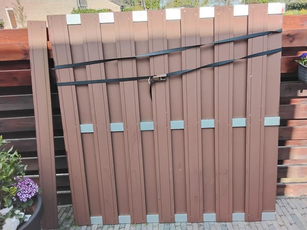 Composiet schutting 2x180cm x180cm Bruin, Tuin en Terras, Schuttingen, Ophalen, Kunststof, 1 tot 2 meter, Minder dan 3 meter