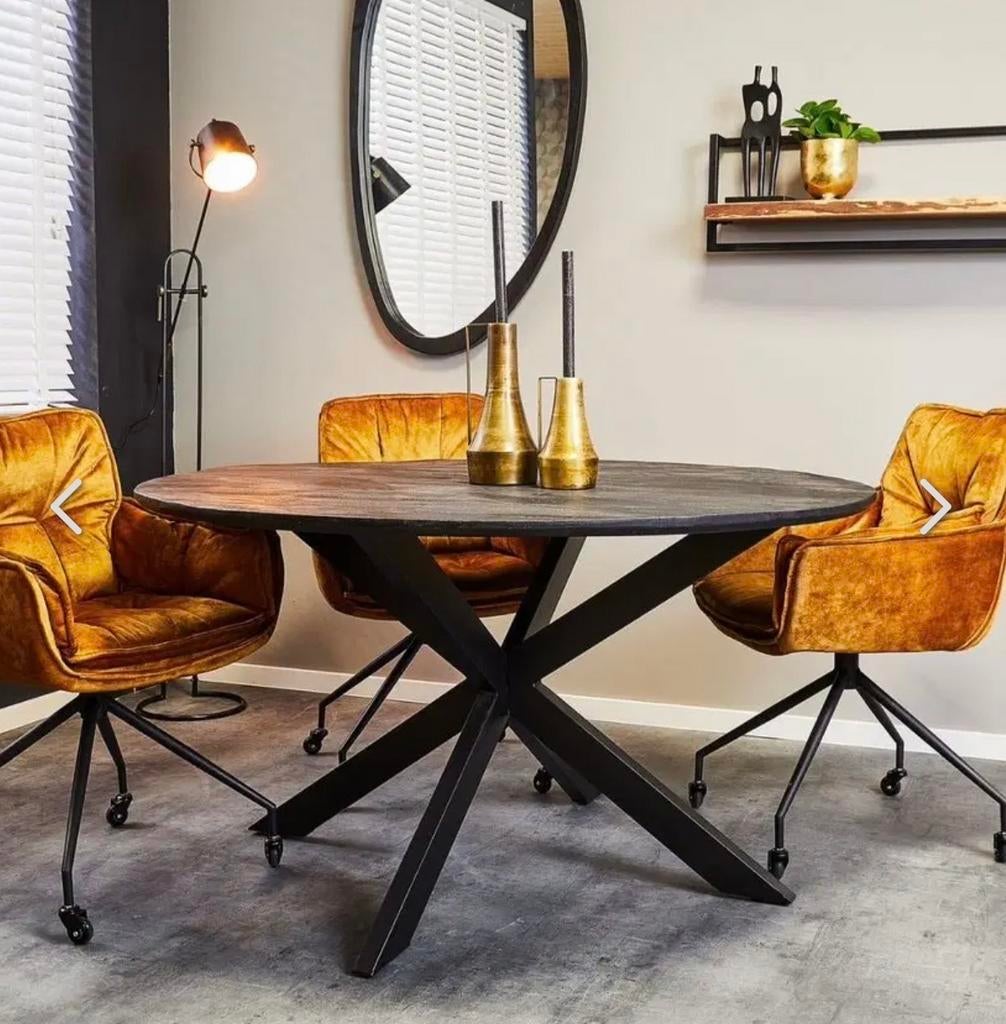 Nieuwe ronde eettafel zwart 130 cm in doos, Huis en Inrichting, Tafels | Eettafels, Ophalen, 100 tot 150 cm, Rond, Nieuw
