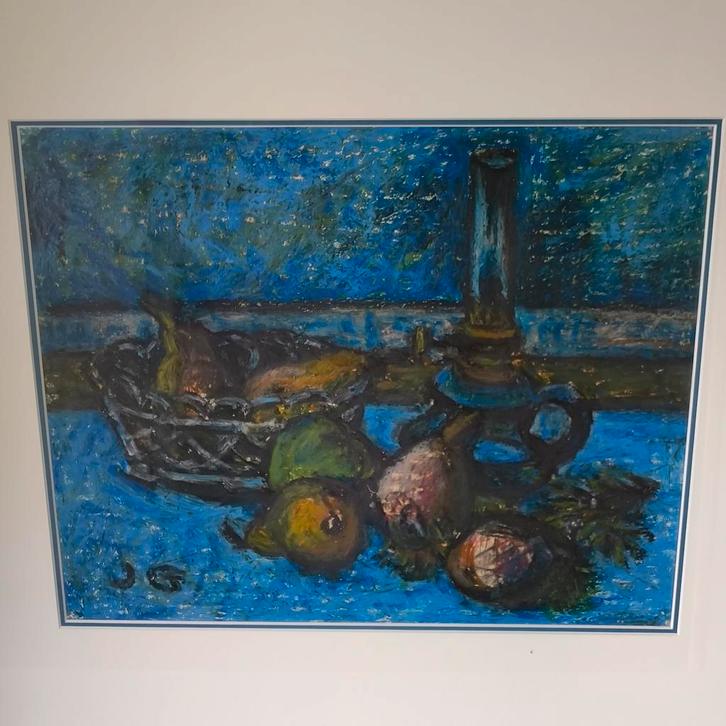 Jan Gregoor (1914-1982) waskrijt Stilleven, Antiek en Kunst, Kunst | Schilderijen | Modern, Ophalen of Verzenden