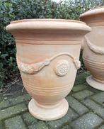 Mooie hard gebakken terracotta anduze pot withewash., Ophalen, 40 cm of meer, Rond, Nieuw