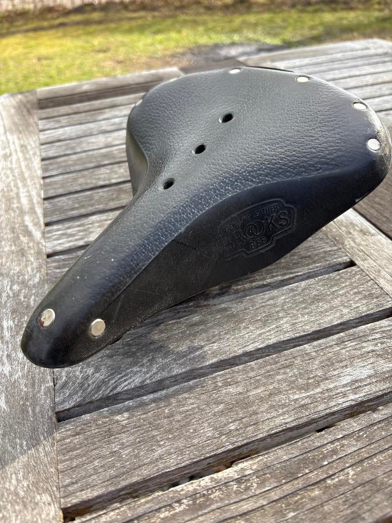 Origineel vintage Brooks lederen zadel, Fietsen en Brommers, Fietsonderdelen, Ophalen, Gebruikt, Leer, Zadel