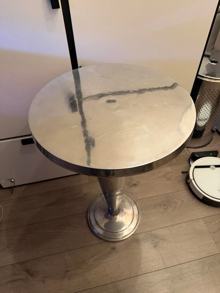 Metalen Bistrotafel van gerecycled aluminium, Ophalen, Minder dan 55 cm, Gebruikt, Metaal of Aluminium