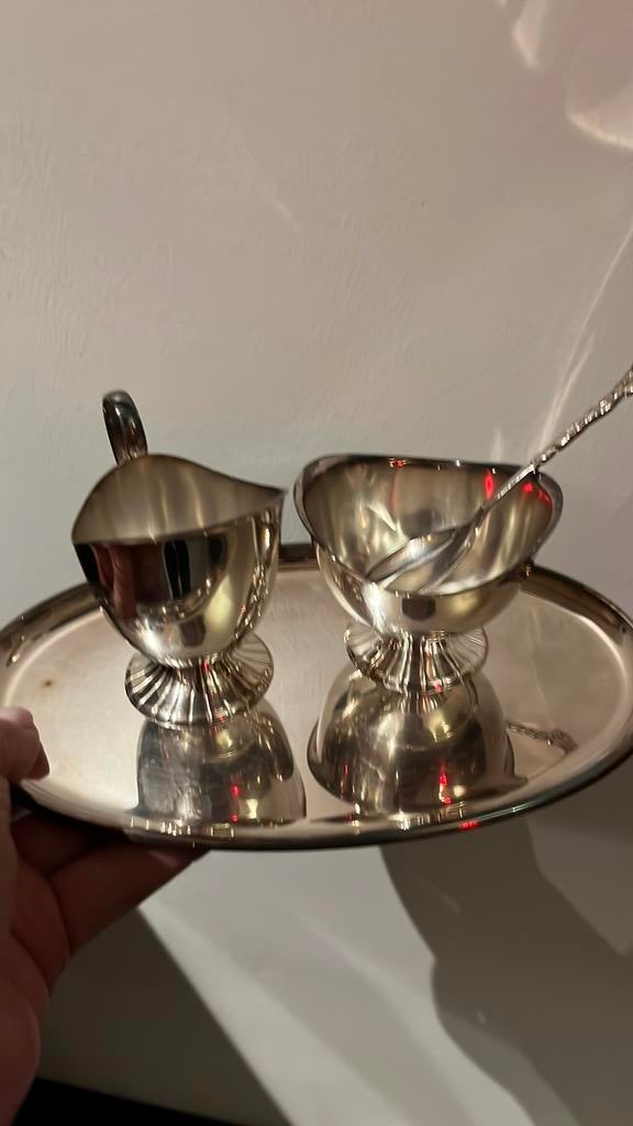 Vintage Douwe Egberts melk&suiker setje, Antiek en Kunst, Antiek | Goud en Zilver, Ophalen of Verzenden