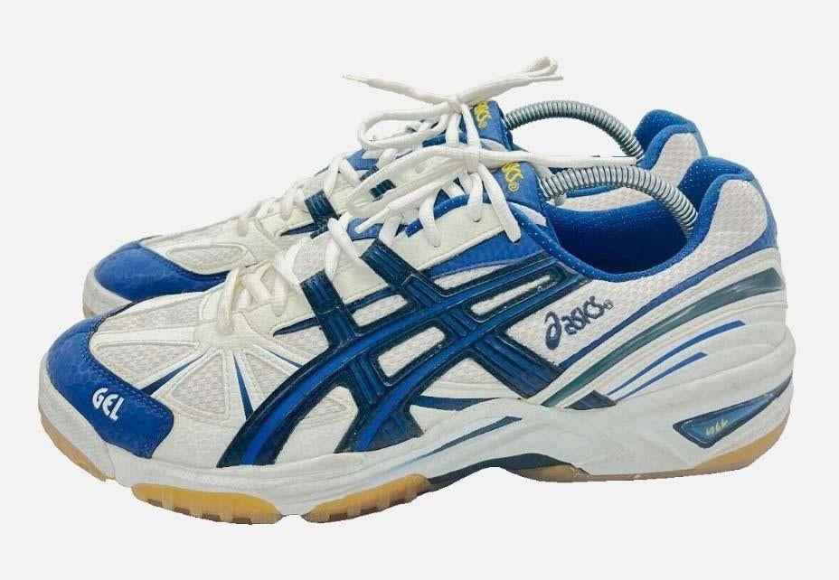 Asics Gel Tactic wit/blauw herenmaat 46.5, Ophalen of Verzenden, Zo goed als nieuw, Schoenen