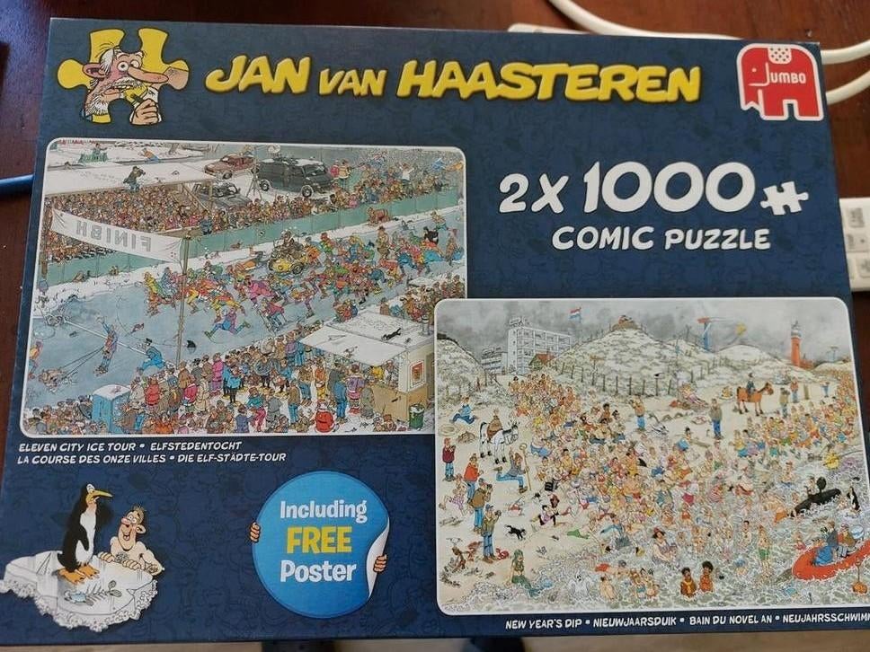 Jan van Haasteren 2x1000 Elfstedentocht & Nieuwjaarsduik, Ophalen, 500 t/m 1500 stukjes, Zo goed als nieuw