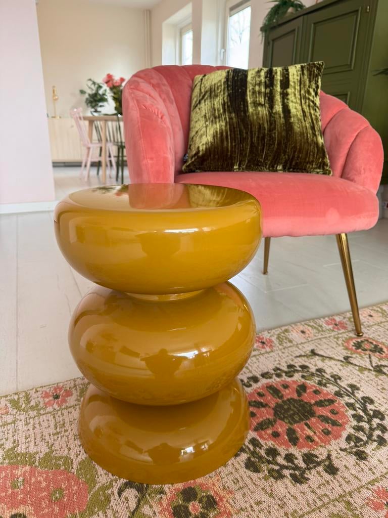 Loods 5 bijzettafel Mala glossy (orange), Minder dan 55 cm, Metaal of Aluminium, Rond, Zo goed als nieuw