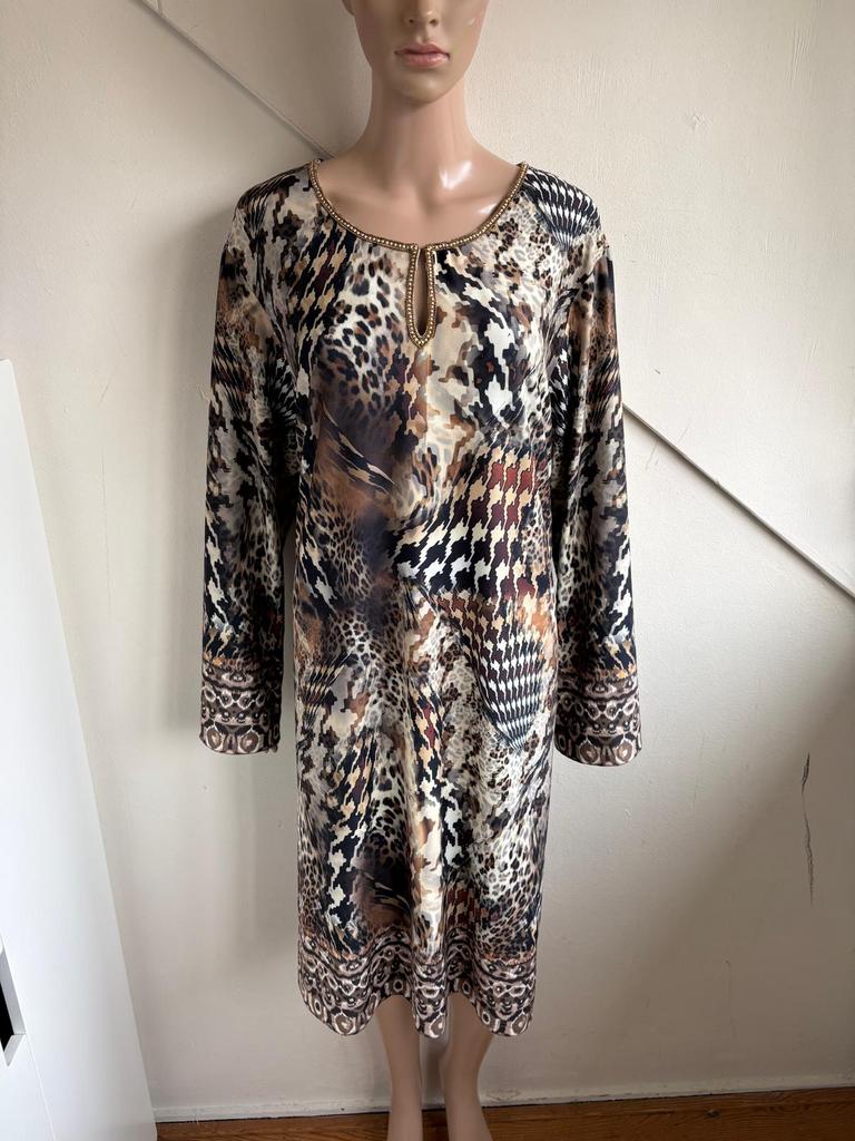 Open End jurk maat 50 bruin beige goud, Kleding | Dames, Beige, Maat 46/48 (XL) of groter, Ophalen of Verzenden, Zo goed als nieuw