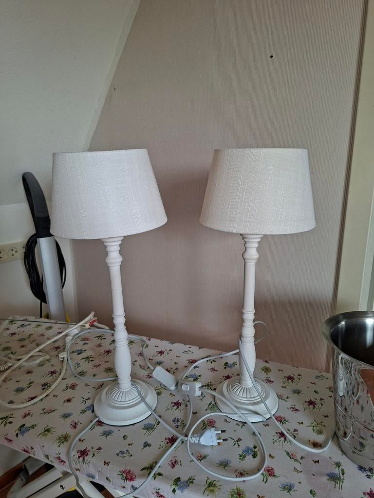 2 tafellampen brocante, Gebruikt, Ophalen of Verzenden, Minder dan 50 cm, Brocante