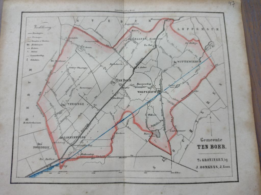 47 Ten Boer Woltersum Thesinge Garnerwolde Wittewierum 1862, Antiek en Kunst, Ophalen of Verzenden