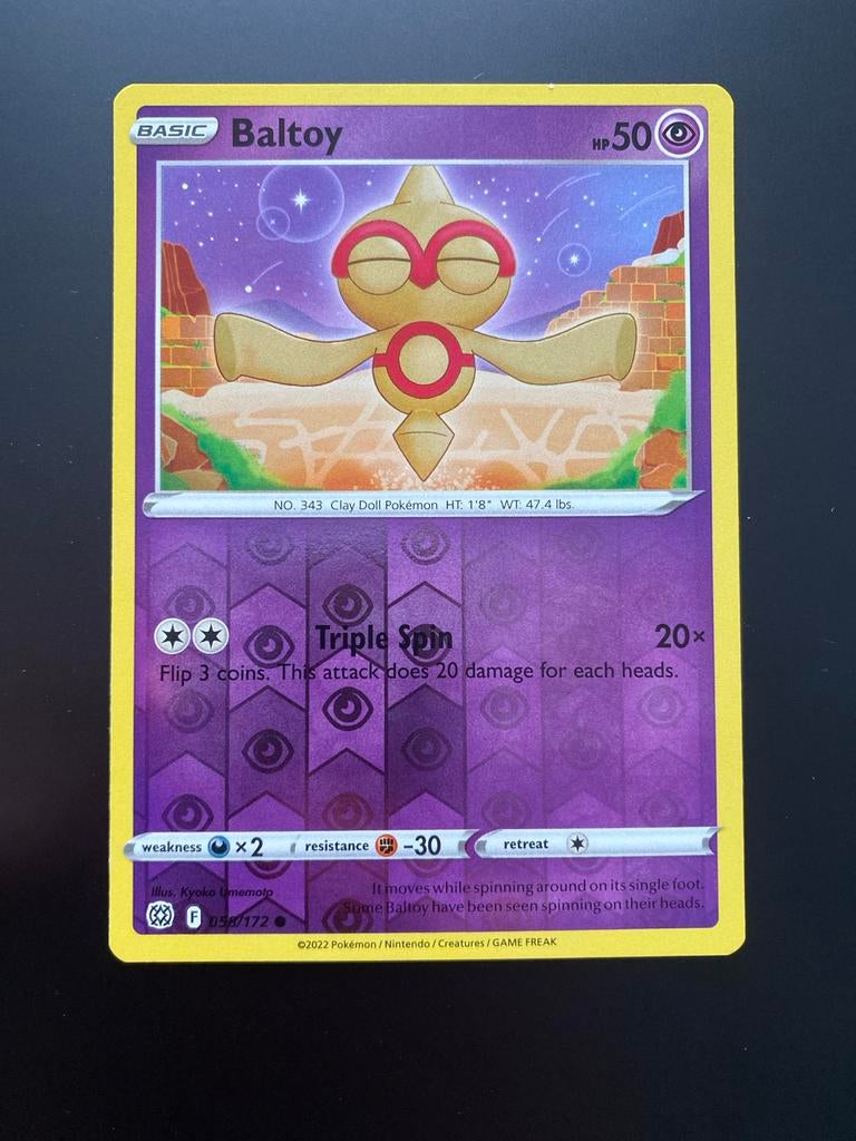 Baltoy Rev. Holo Pokémon Sworld & Shield Brilliant Stars, Ophalen of Verzenden, Zo goed als nieuw, Losse kaart, Foil