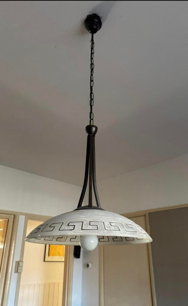 Driedelige Lampenset, Ophalen, Meander patroon, Zo goed als nieuw, Glas