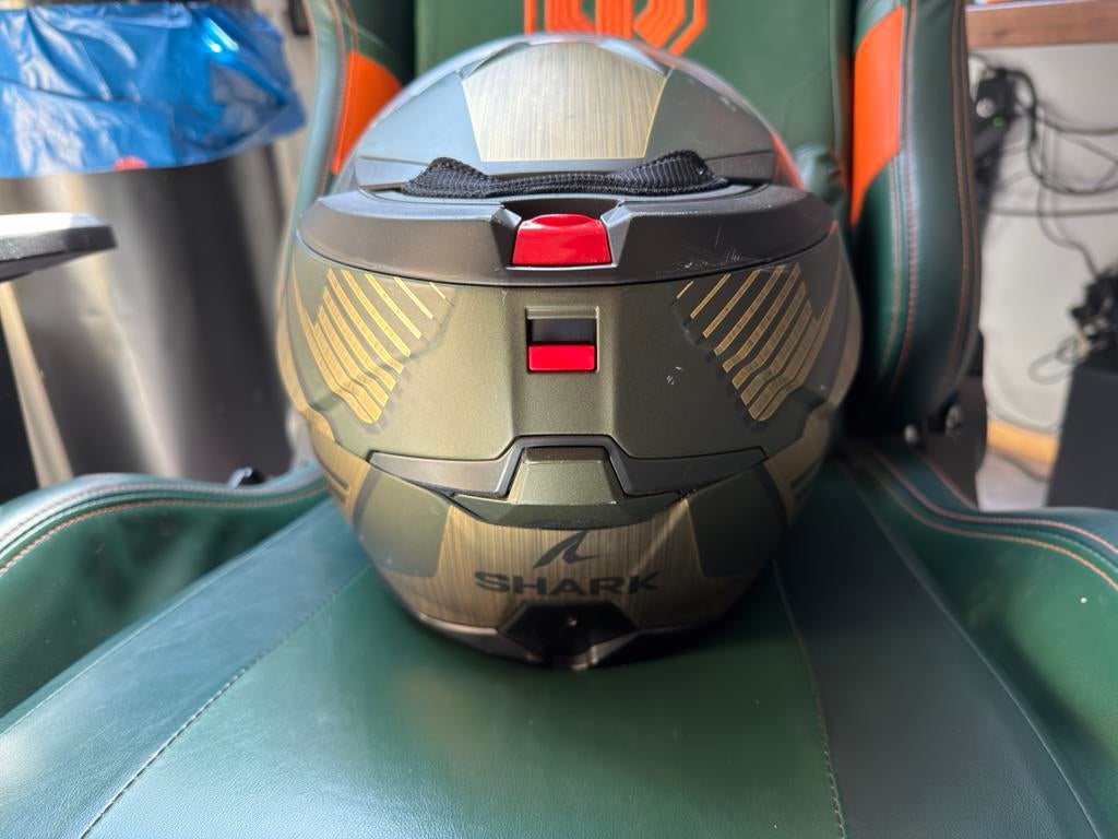 Shark OXO Mat Groen Chrome Gold Motor/Scooter Helm Maat L, Motoren, Kleding | Motorhelmen, Ophalen, Systeemhelm, Shark, L