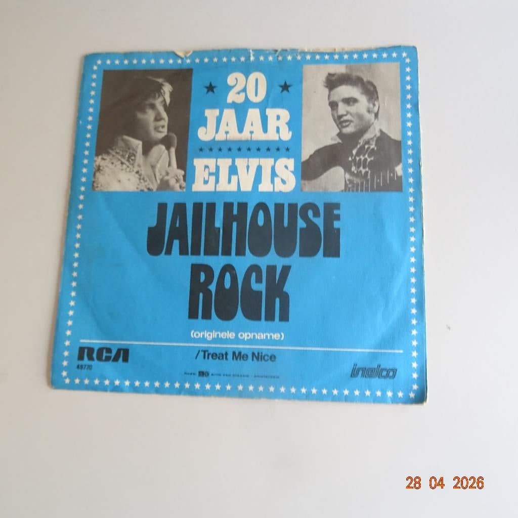 Elvis Presley - Jailhouse Rock/Treat me nice, Gebruikt, Verzenden, Voor 1960, 7 inch