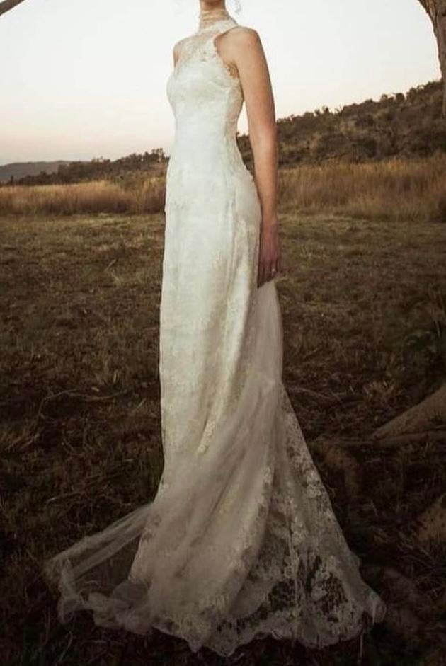 Vintage kanten trouwjurk, Ophalen of Verzenden, Gedragen, Wit, Trouwjurk