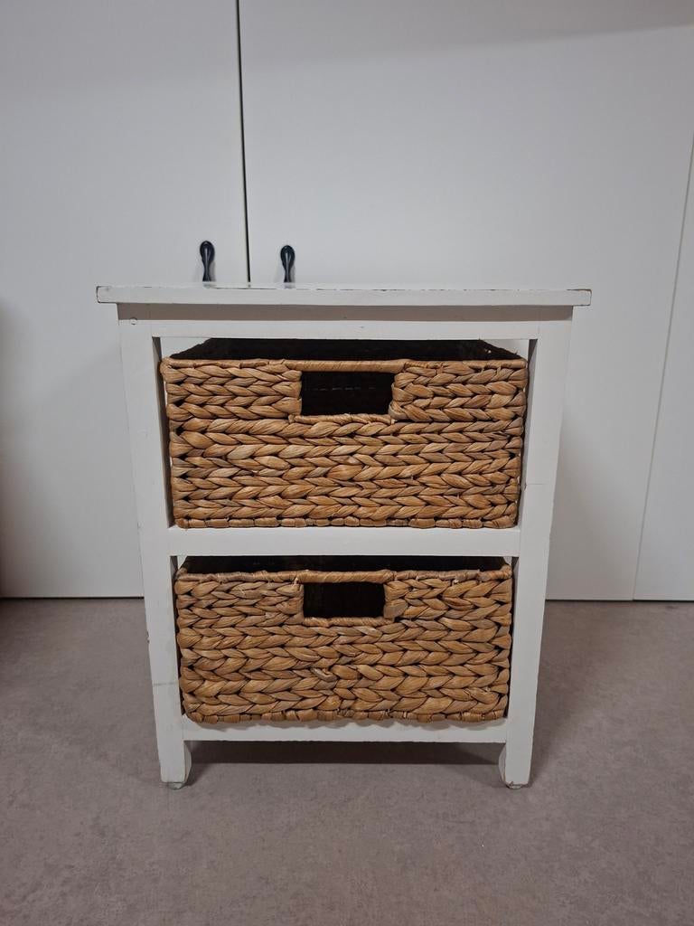 Nachtkastje met rieten manden, Ophalen, Gebruikt, Minder dan 45 cm, 55 tot 70 cm