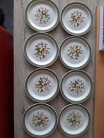 Vintage borden met fruitmotief - 8 stuks, Gebruikt, Ophalen of Verzenden, Bord(en), Overige stijlen