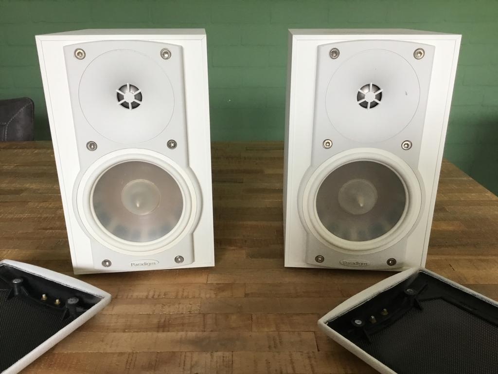 Paradigm Atom Monitor v.5 Boekenplank Luidsprekers Wit, Audio, Tv en Foto, Luidsprekers, Overige merken, Gebruikt, Ophalen of Verzenden
