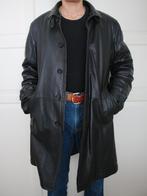 GIMO's stijlvolle zwart lederen overcoat maat L, Maat 52/54 (L), GIMO'S, Zwart, Ophalen of Verzenden