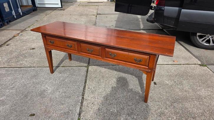 Antieke eikenhouten sidetable met lades, Antiek en Kunst, Antiek | Meubels | Tafels, Ophalen of Verzenden