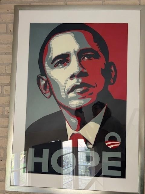 Iconische HOPE poster van Obama van Shepard Fairey, Ophalen, Zo goed als nieuw, 75 tot 100 cm, Foto of Poster