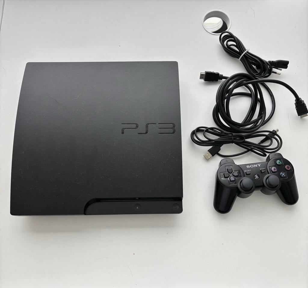 PlayStation 3 Slim met controller en kabels, Ophalen, Refurbished, Met 1 controller, Slim