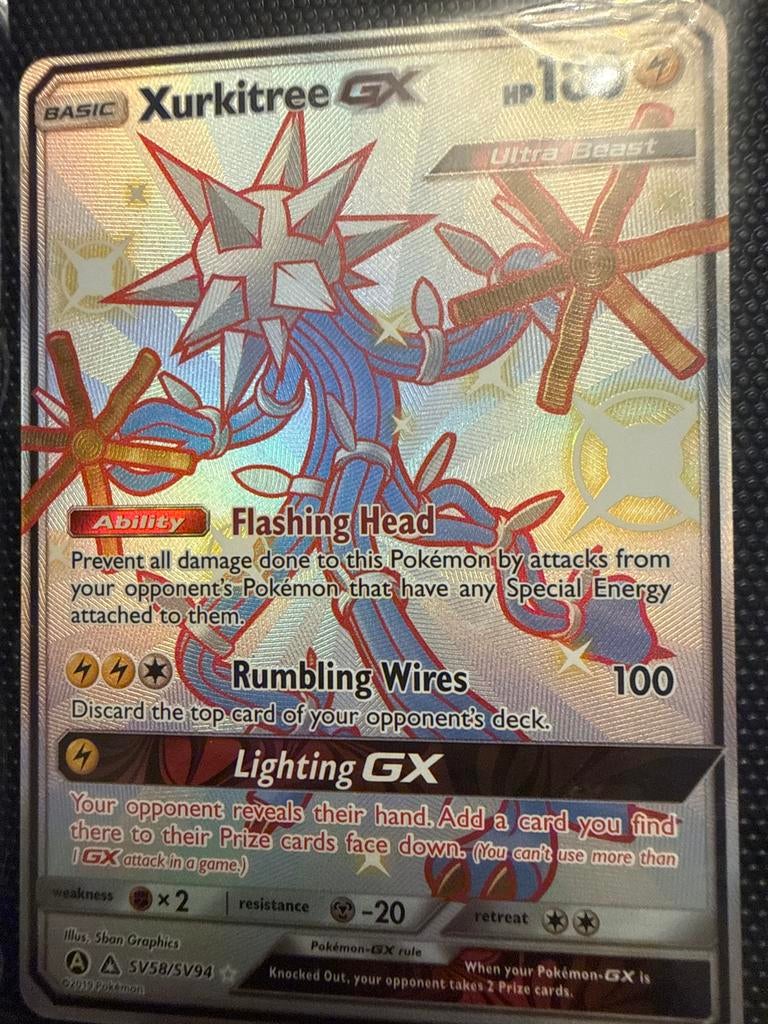 Pokémon kaart Xurkitree GX SV58/SV94, Ophalen of Verzenden, Gebruikt, Losse kaart, Foil
