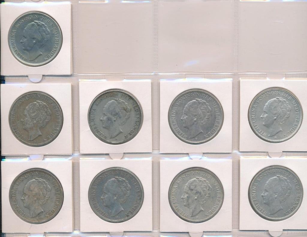 Nederland serie zilveren rijksdaalders Wilhelmina, Postzegels en Munten, Munten | Nederland, Setje, Zilver, Ophalen of Verzenden