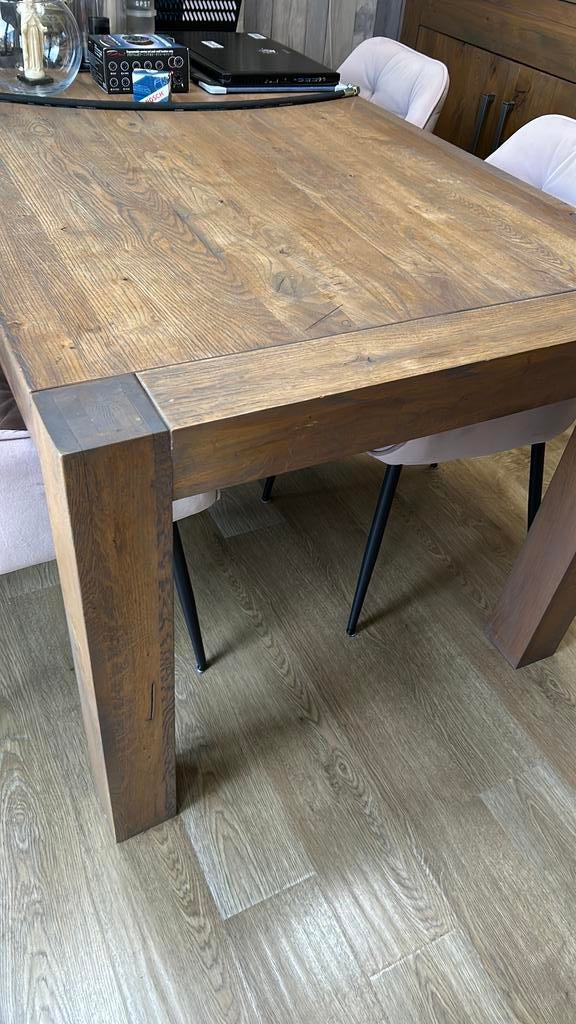 Roots (Goossens) eettafel eiken olie geborsteld grijs 180x90, Huis en Inrichting, Tafels | Eettafels, Gebruikt, Eikenhout, 150 tot 200 cm
