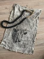 Linnen doek en houten kralen ketting - decoratie-shabby doek, Huis en Inrichting, Woonaccessoires | Overige, Ophalen, Zo goed als nieuw