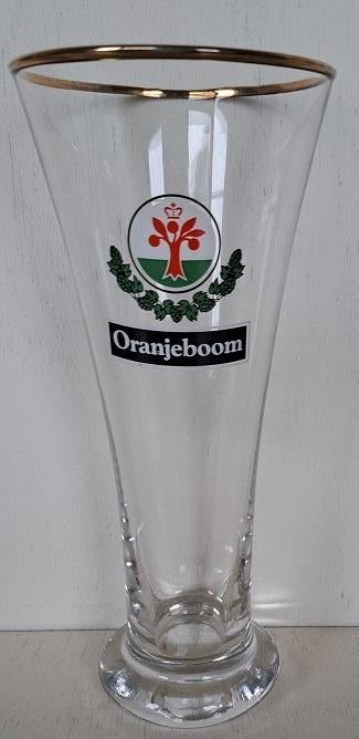 Oranjeboom Bierglas op dikke voet in tuitvorm, Verzamelen, Biermerken, Ophalen of Verzenden, Gebruikt, Glas of Glazen, Oranjeboom