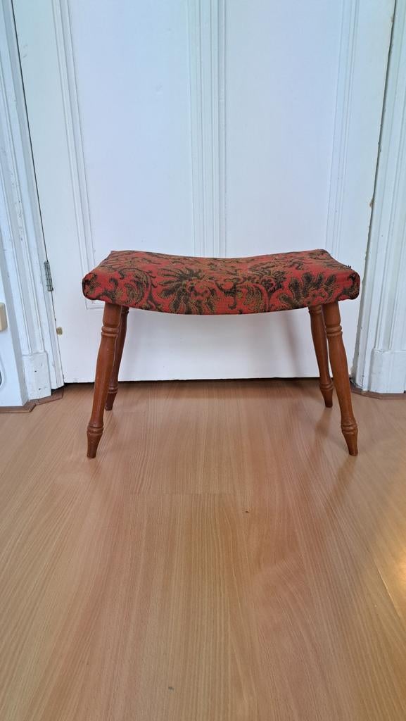 Vintage voetenkrukje voetenbankje, Ophalen, Minder dan 50 cm, Rond, Minder dan 50 cm