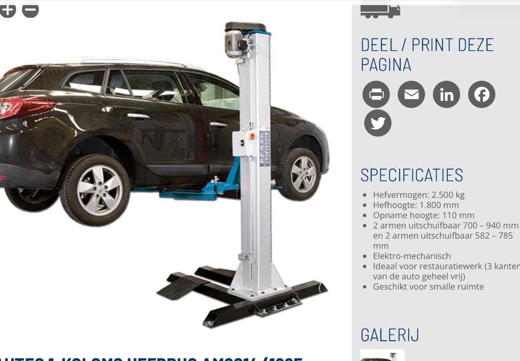 Hefbrug 1 kolom, Auto diversen, Autogereedschap, Ophalen, Zo goed als nieuw